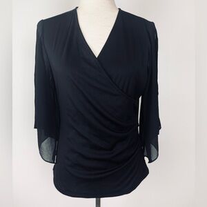 Grace Karin Black Belle Sleeve Blouse Womens M